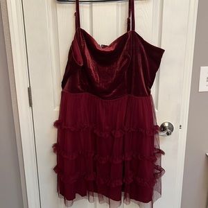 Burgundy Velvet Trixxi Dress. 3X